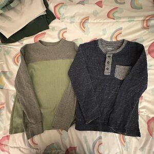 Cat & Jack Long Sleeve Henley Shirts - Green and Navy